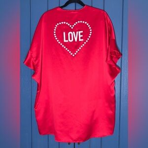 Victorias Secret Red Satin Love Kimono Robe One Size Sexy Romance Feminine
